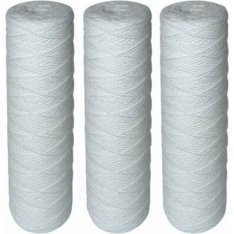 3 boîtes de cartouches filtrantes bobinées de 25 cm (10 pouces) – Filtre les dépôts jusqu'à 25 microns – Compatibles avec les filtres à eau