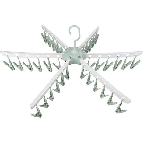 Etendoir à linge pliable 36 clips – Cintre en plastique vert pour chaussettes et gants – Conception compacte et légère - 36-Clips (1/5)