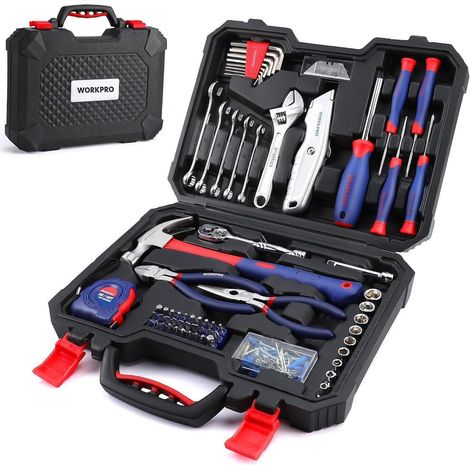 WORKPRO 106-teiliges Werkzeugset mit Koffer, Schraubendreher, Zange, Hammer (1/5)