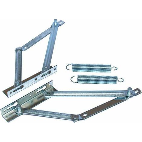 – Kit de ferrures d'articulation 68° pour lit simple – Zinc galvanisé – Dimensions ressorts 3,55x23x298x74 mm – Installation facile (1/3)