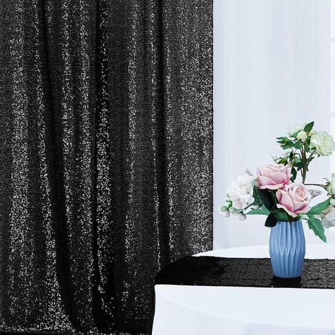 UlisemRideaux à paillettes noirs pour toile de fond, 2 x 2,4 m, 2 pièces (1/4)