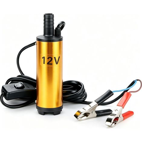 Pompe De Transfert De Carburant Diesel, 12V 51mm Pompe Transfert Carburant Diesel Avec Filtre, Pompes à Huile électrique 12V Multifonctionnelle Pour Huile, Eau(Sans filtre)