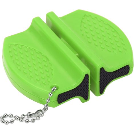 Mini-Taschenmesserschärfer, tragbar, doppelseitig, multifunktional, für Wanderungen, Grün