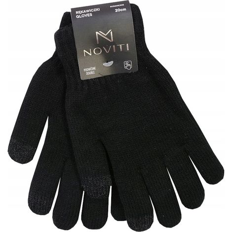 GUANTES PARA NIÑO, PUNTO DOBLE GRUESO, NEGRO, 16 cm, 10+ V034H