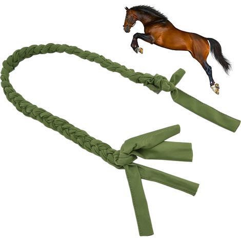 Tresse protectrice pour queue de cheval, répulsive contre les moustiques et les mouches, chaude, corde tressée verte en crin de cheval (1/5)
