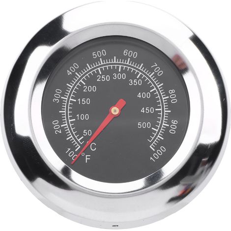 Thermomètre de cuisson pour barbecue en acier inoxydable avec cadran de 76 mm, filetage M10 et écrou papillon. (1/5)