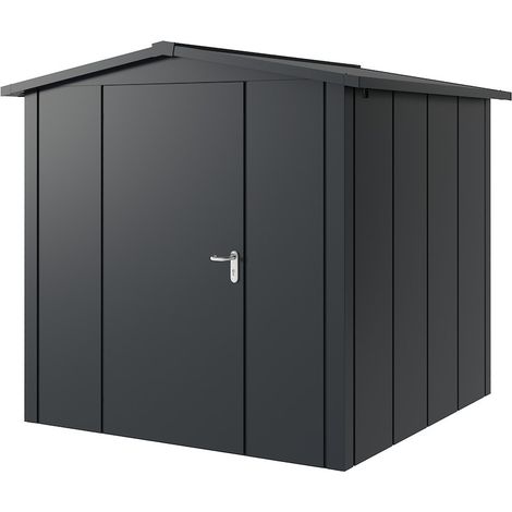 Hörmann Metall-Gerätehaus "Juno" mit Satteldach, JSD5 - Design, 214 x 214 cm (B x T), anthrazit, 1-flüglige Tür, Anschlag links