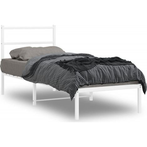 Bettgestell mit Kopfteil Metall Weiß 80x200 cm