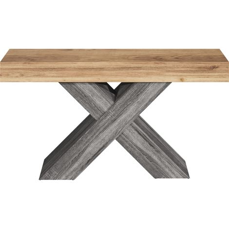 GagaTable console avec pieds en X, table d'entrée étroite, aspect bois, pour couloir et salon (1/5)
