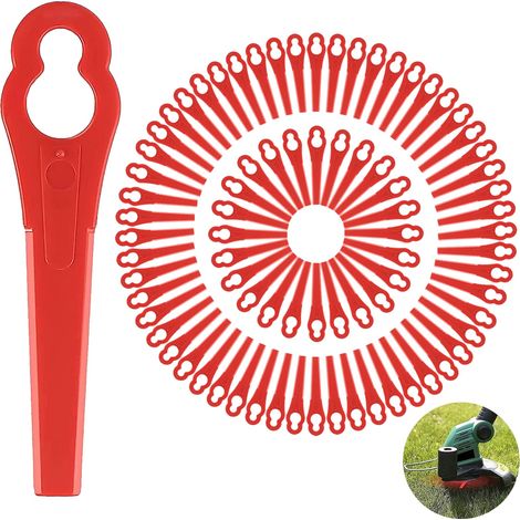 100 Stücke Rasentrimmer Messer, Rot Kunststoffmesser Ersatzmesser, Rasentrimmer Ersatzmesser, Kunststoffmesser Zubehör für Akku Rasentrimmer, für FRT18A FRT18A1 Kunst 46155 FRT20A1