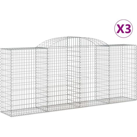 Paniers à gabions arqués 3 pcs  Mur en gabion 300x50x120/140 cm fer galvanisé