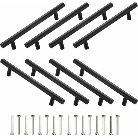 Ensemble de 8 pièces comprenant poignées, boutons de tiroir, tirettes et poignées de meubles noirs. (1/4)