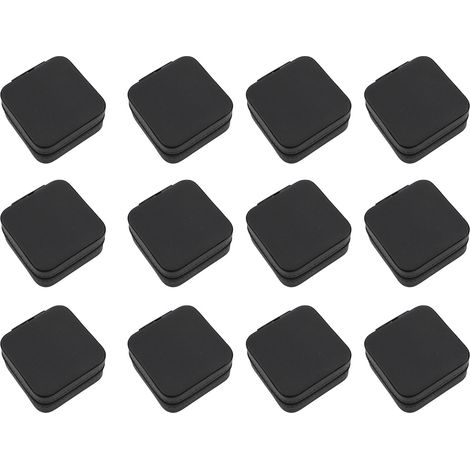 Organisateur bijoux voyage petit mini étui portable PVC – Boîte stockage bagues boucles colliers noir 12 pièces (1/2)