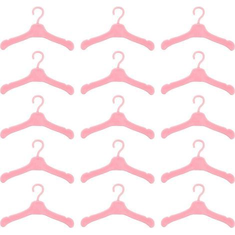 50 Kleiderbügel für Puppenkleidung aus Kunststoff – 5,5 x 3 x 0,1 cm – Rosa (1/3)