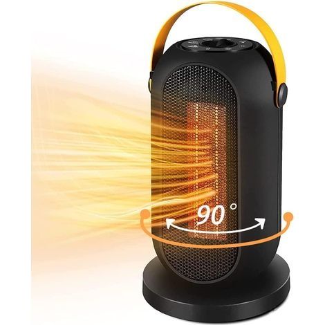 Chauffage soufflant électrique, 1200 W silencieux à économie d'énergie avec 3 modes, oscillation à 90° pour bureau, salon, chambre ou terrasse – Noir (1/5)