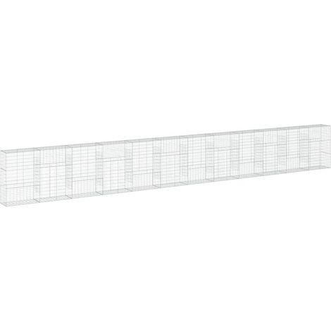 Gabbione recinto a gabbia muro di contenimento con coperchio 1200 x 50 x 150 cm ferro zincato argento 020040135