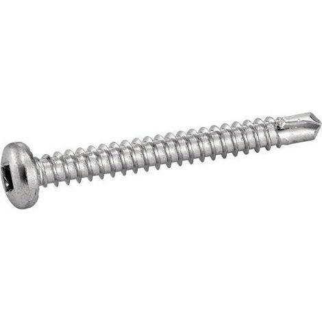500 Vis Autoperceuses Tête Cylindrique Crantée Empreinte Carrée 4.2 x 38 mm - DIN 7504 M - Acier Zn - D-Work