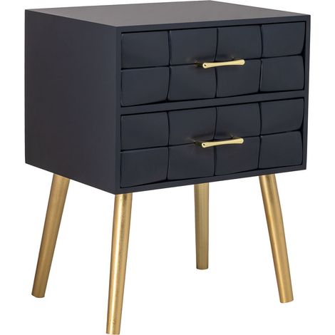 Mesita de noche de madera negra 50x38x73h cm (1/5)