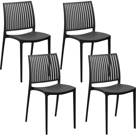 Set di 4 sedie da giardino in plastica sintetica nero Illumani