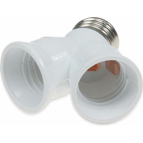 CHILITEC E27-Fassung "Duo" 21078, Adapter auf 2x E27-Schraubfassungen, weiß (1/3)
