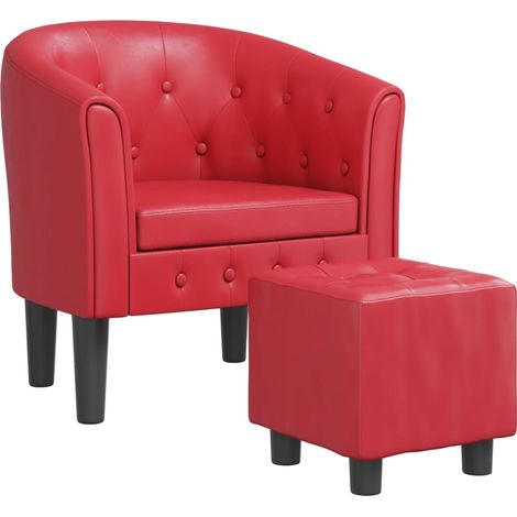 Chaise cabriolet avec repose-pied rouge similicuir (1/5)