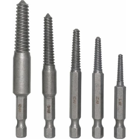 Lot de 5 extracteurs de vis endommagés HSS 1/4 à changement rapide pour vis rayées cassées (1/5)