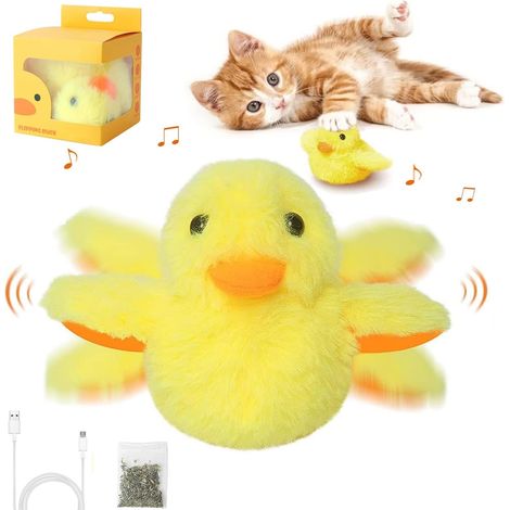 Interaktives Katzenspielzeug, Plüsch-Entenspielzeug mit USB-Anschluss, zum Kauen, Ablenken und Trainieren von Kätzchen (1/5)