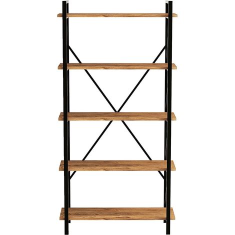 Libreria in legno "Nero" - 90 x 33 x 180 cm - Pino AtlanticoNero
