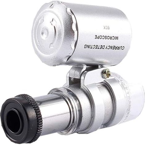 Mini loupe 60X, loupe de poche LED, microscope à lumière ultraviolette pour bijoux (1/5)