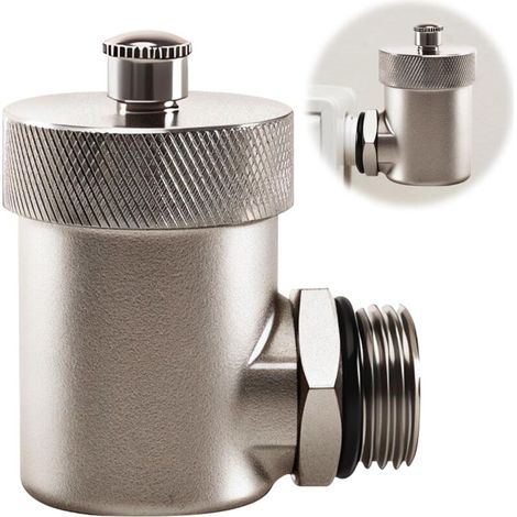 Purgeur rapide automatique 1/2" AG Vanne de purge d'angle pour radiateurs et systèmes de chauffage Qualité supérieure en laiton, argenté Jusqu'à 1,2 MPa et 95 °C (1/5)