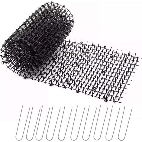 Répulsif pour insectes et animaux,Tapis Anti Chat Jardin avec Pointes 200281,8 CM avec 10 Piquets en Métal, Noir (1/4)