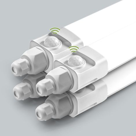 4 Stück , LED Feuchtraumleuchte 115cm mit Bewegungsmelder 36W 3600LM 4000K Deckenleuchte Sensor Röhre,Linkable Kellerleuchte,Wasserfest IP65 LED Wannenleuchte für Garage Balkon Keller Flur Treppe (1/5)