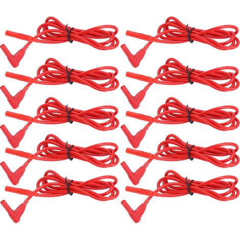 Packung mit 10 Multimeter-Messleitungen, 4-mm-Stecker-auf-Stecker, Bananenstecker-Adapter J.70018 rot (1/5)