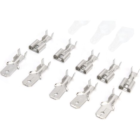 Flachsteckverbinder, Stecker und Buchsen, Messing, Crimp-Anschlüsse, Isolierhülsen-Sortiment, 6,3 mm (1/5)