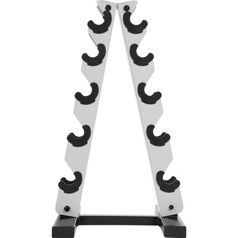 Support de haltères, design à 5 niveaux, rangement gain de place, BLANC (1/5)