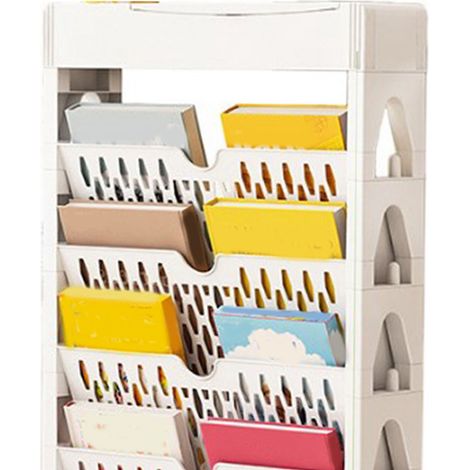 Étagère à livres, étagère de rangement pour bureau d'étudiant, solution de rangement, étagère sur pied, étagère à cinq niveaux, blanche (1/5)