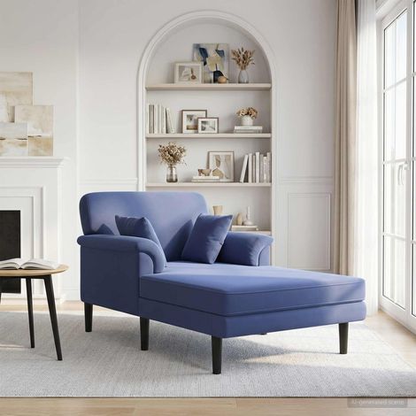 vidaXL Chaise longue Blu Polizia Velluto (1/5)