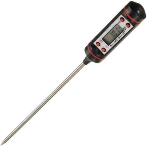 Thermomètre de cuisine Thermomètre à viande numérique en acier inoxydable Sonde longue LCD précis (1/5)