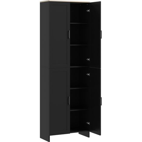 Armoire de Cuisine 4 Portes Étagères Ajustables 60x30x170.5 cm Noir