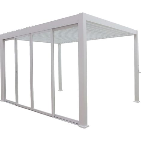 set 4 vetri scorrevoli per pergola bioclimatica eurogarden "atena" in vetro temperato bianco lato 4 mt