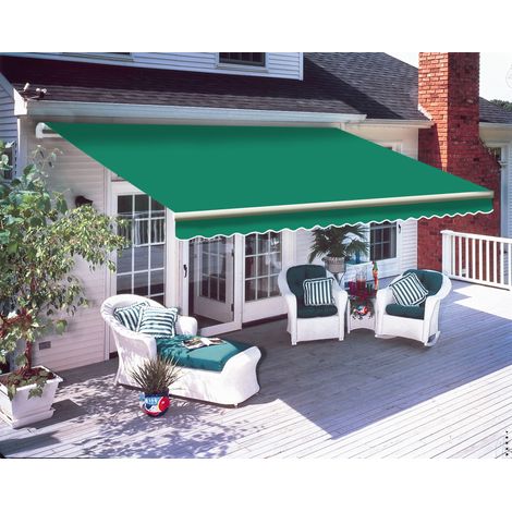 Retractable Green Garden Manual Patio Awning Canopy Sun Shade Shelter 2x1.5M (1/5)