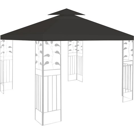 Wolketon Tetto per gazebo 3x3 m, copertura di ricambio per tonnelle e party tent, doppio tetto con protezione UV, antracite
