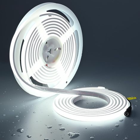 LED Strip Neon COB 5M 24V Cool White 6000K Waterproof IP67 CRI92 flexible led strip, 1200lm/m without light point, self-adhesive, cuttable, width 10mm for kitchen, home (1/5)
