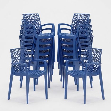 22 Sedie Gruvyer ARM Grand Soleil braccioli polipropilene lucido offerta stock - Blu (1/5)
