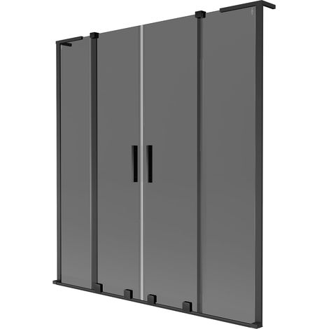 Mexen Velar L Duo paravento per doccia scorrevole a 2 ante 140 x 150 cm, grafite, nero - 896-140-003-42-70 (1/2)