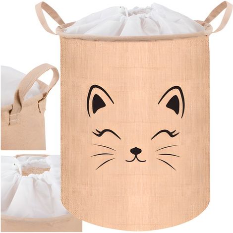 Panier à jouets XL 63 L, panier de rangement étanche et pliable pour jouets, vêtements et linge, beige (1/2)