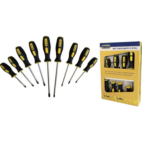 Kippen 1226BX - Set da 9 Pezzi di Cacciaviti Semi Professionali in Acciaio al Cromo Vanadio con Impugnatura in Materiale "Soft Grip"