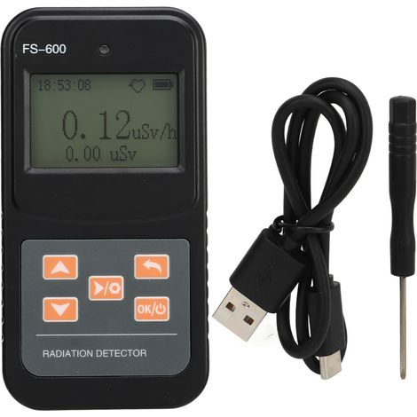 Compteur Geiger Détecteur de Rayonnement Nucléaire Portable Moniteur Beta Gamma Rayons X Précision Élevée Affichage Numérique Noir (1/5)