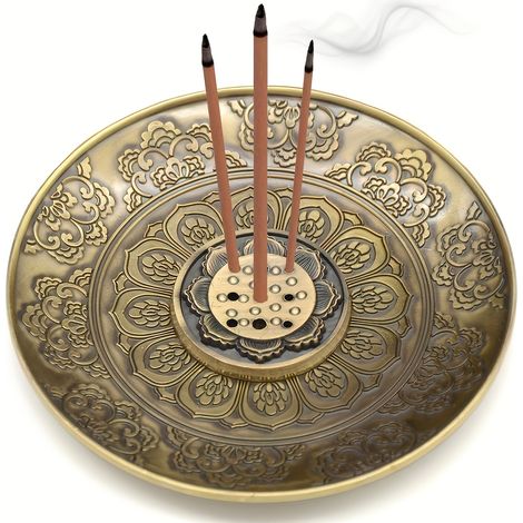 1x Porte-encens en métal élégant, style Zen — Plateau récupérateur de cendres inclus / Brûle-encens (1/5)