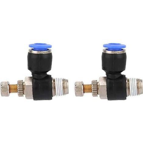 2pcs Raccord Pneumatique Rapide Tuyau Régulateur Pneumatique Vanne en Cuivre et en Plastique Contrôleur de Vitesse de Circulation d'Air Pour Raccordement (SL6-01) (1/5)
